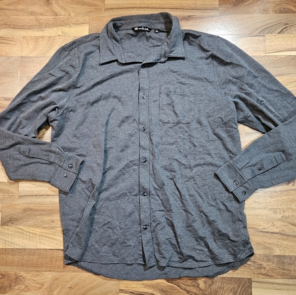 Travis Mathew Button-Down Shirt Gray Mens XXL Long Sleeve